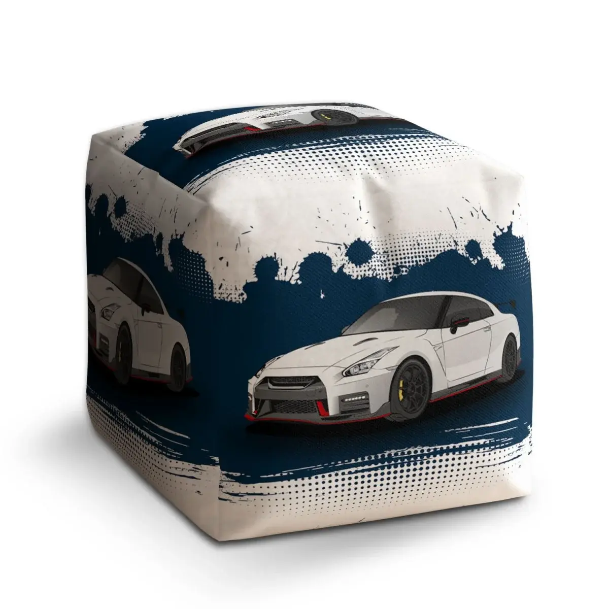 Taburet Cube Nissan GTR 35 Modrý - 40x40x40 cm