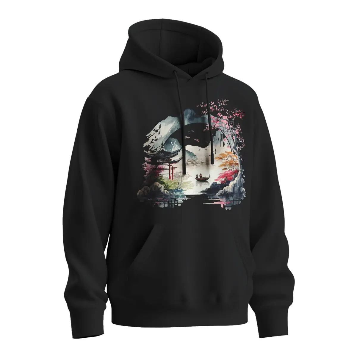 Mikina s potiskem Japan - černá 4XL
