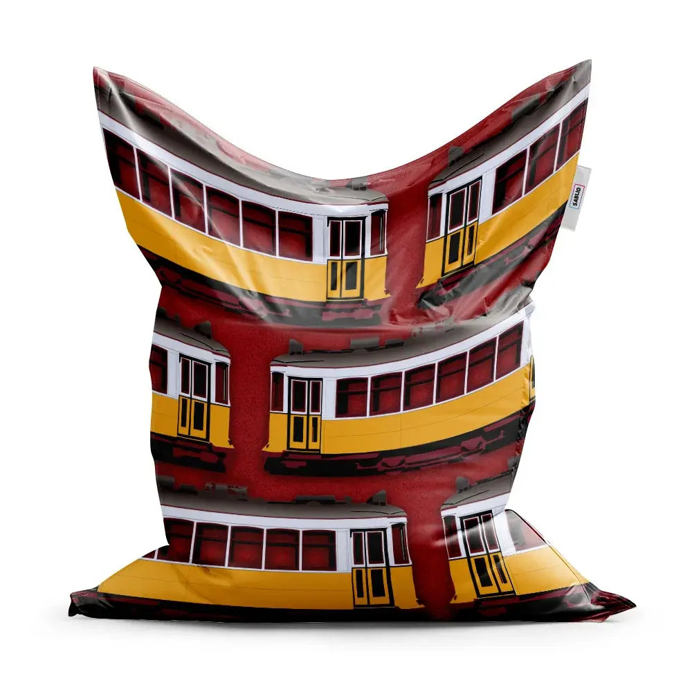 Sedací vak Lisabonské historické tramvaje Červený Pattern - 150x100 cm