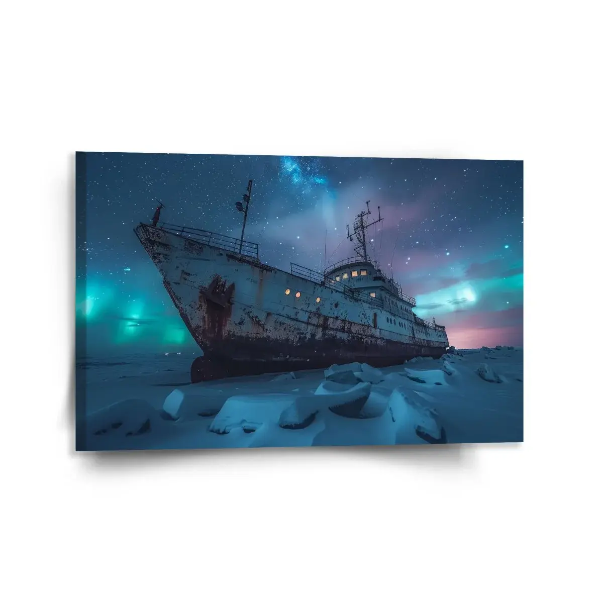 Obraz Vrak lodi při polární záři - 120x80 cm
