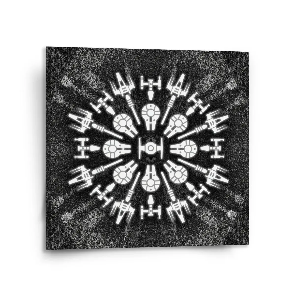 Obraz Star Wars Vesmírné lodě na šedém abstraktu - 110x110 cm