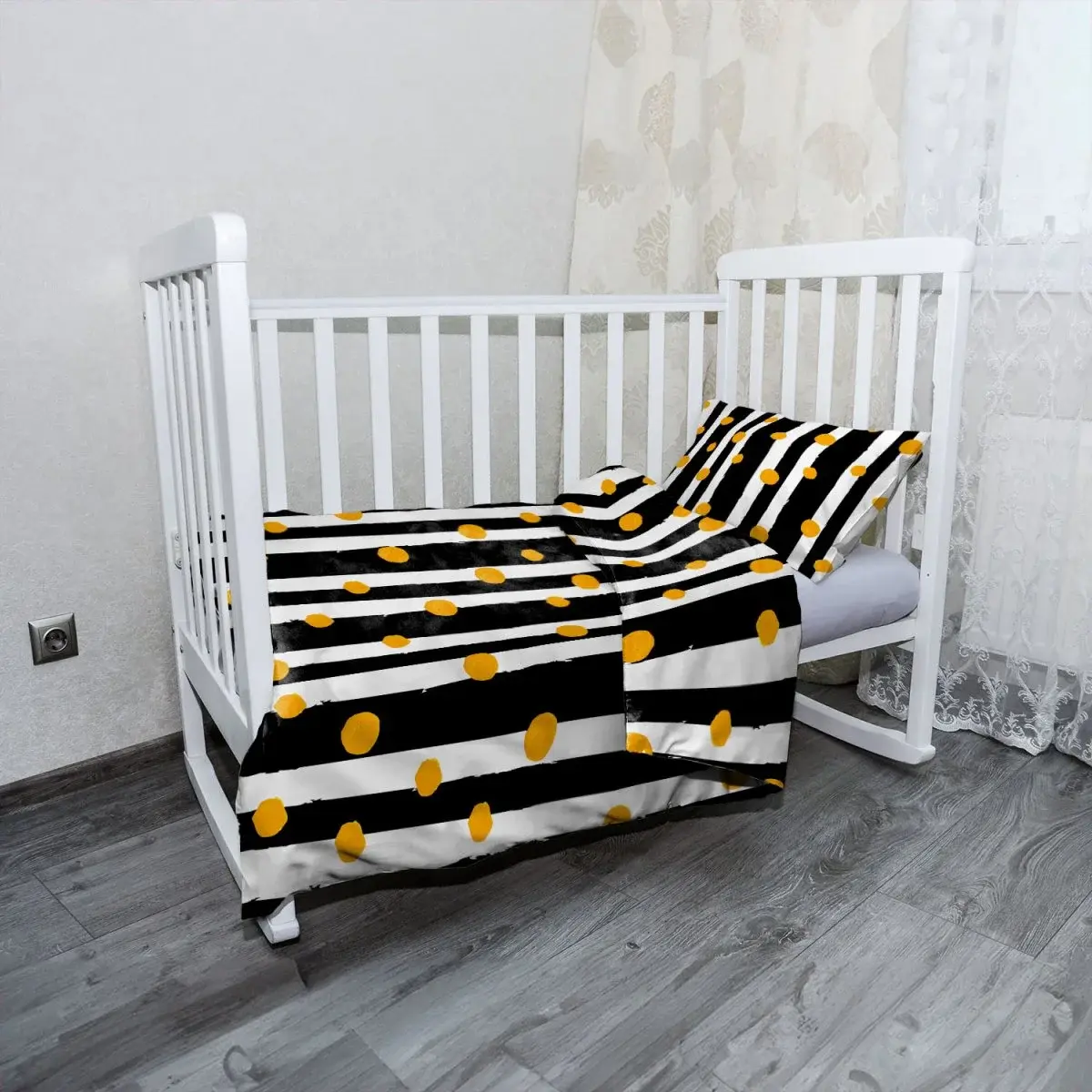 Mikroplyšové dětské povlečení do postýlky Pruhy a puntíky - 130x90 / 40x60