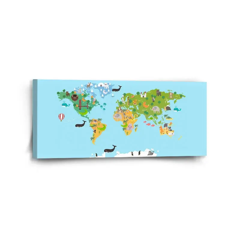Obraz Zvířecí mapa světa - 110x50 cm
