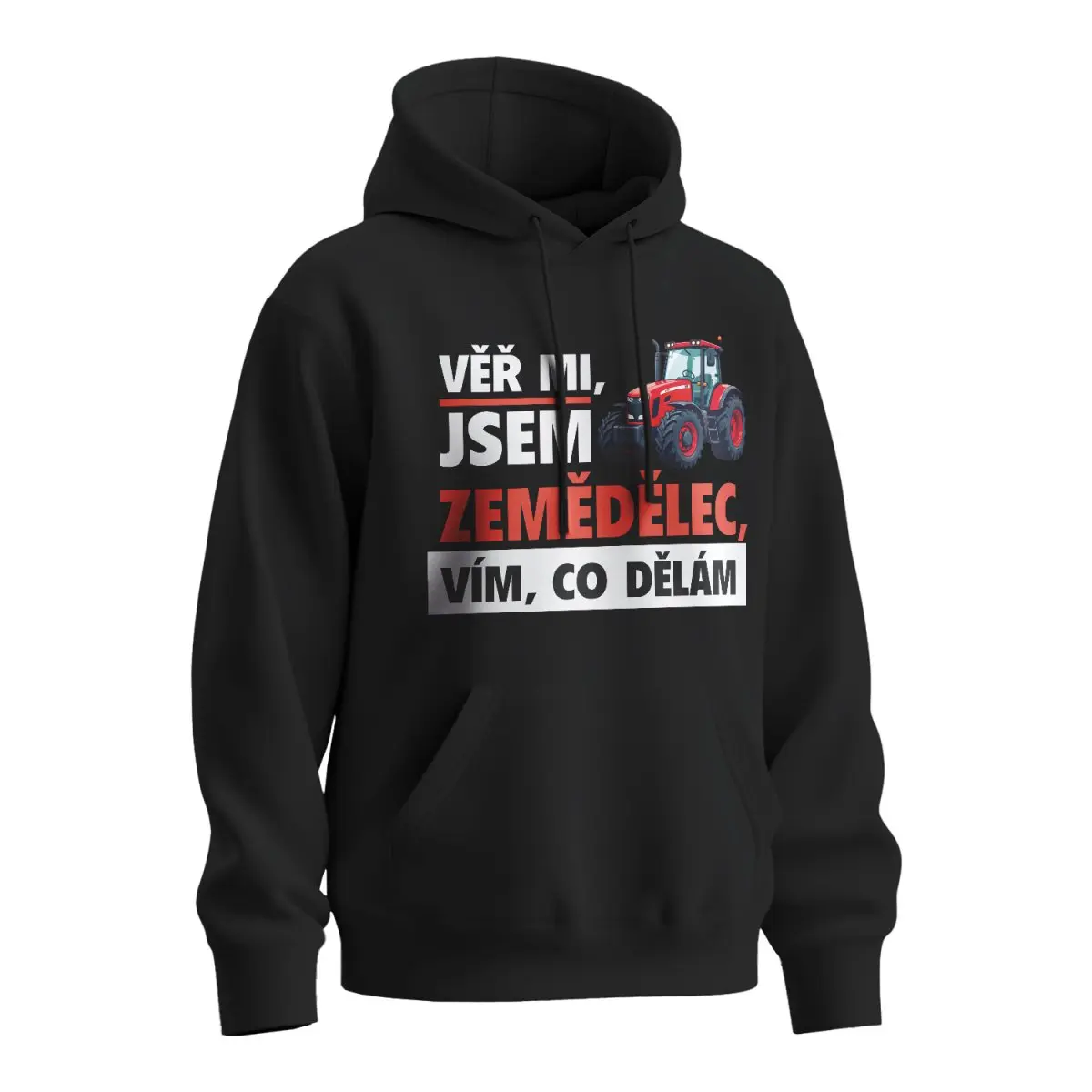 Mikina s potiskem Věř mi, jsem zemědělec - černá 4XL