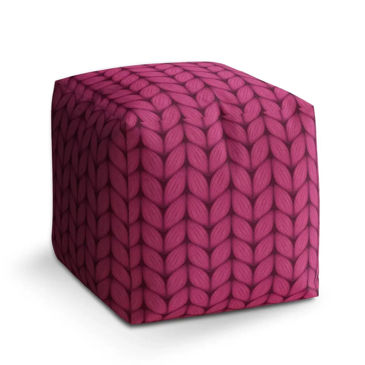 Taburet Cube Pletení ve fuchsiové barvě - 60x60x60 cm