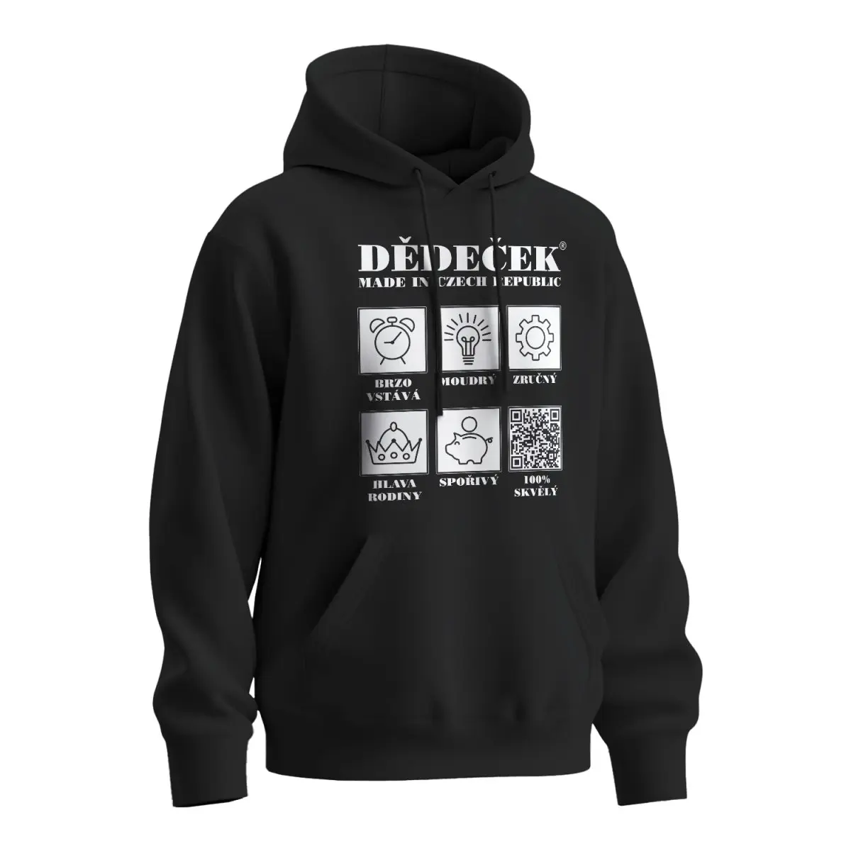 Mikina s potiskem Dědeček - Made in Czech Republic - černá 4XL