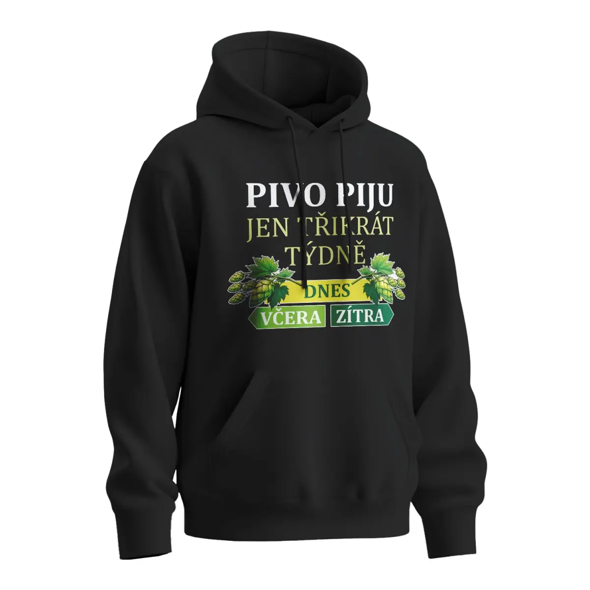 Mikina s potiskem Pivo piju jen třikrát týdně - černá XL
