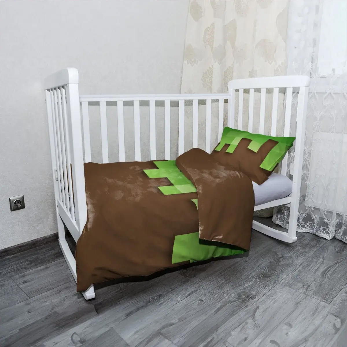 Mikroplyšové dětské povlečení do postýlky Green Blocks 2 - 120x90 / 40x60