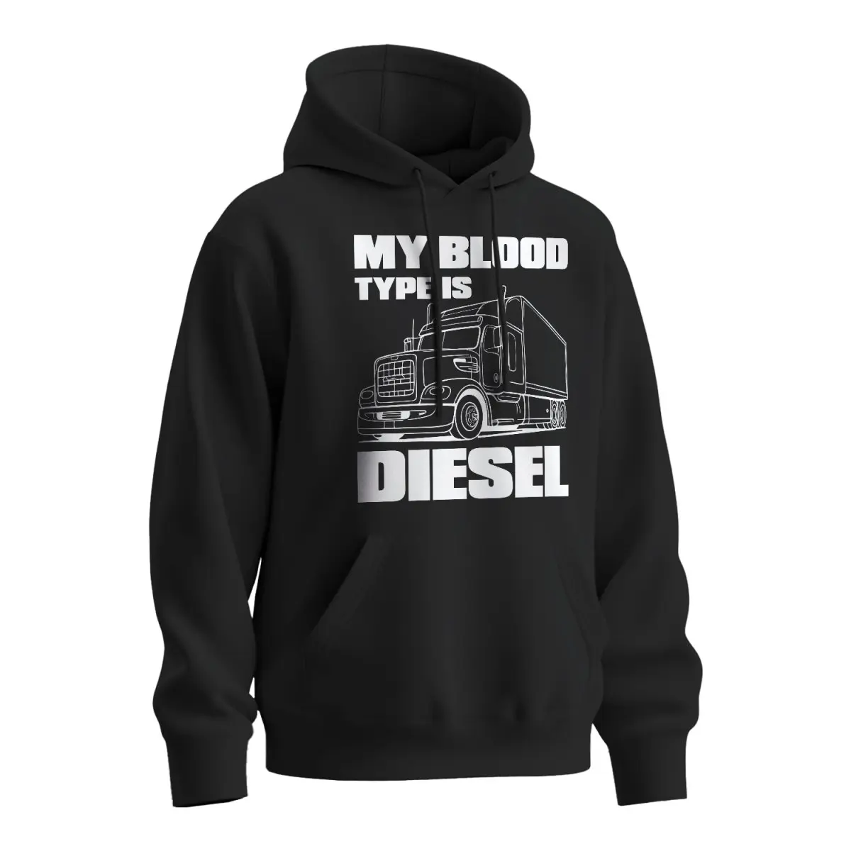 Mikina s potiskem pro řidiče kamionu My blood type is DIESEL - černá L