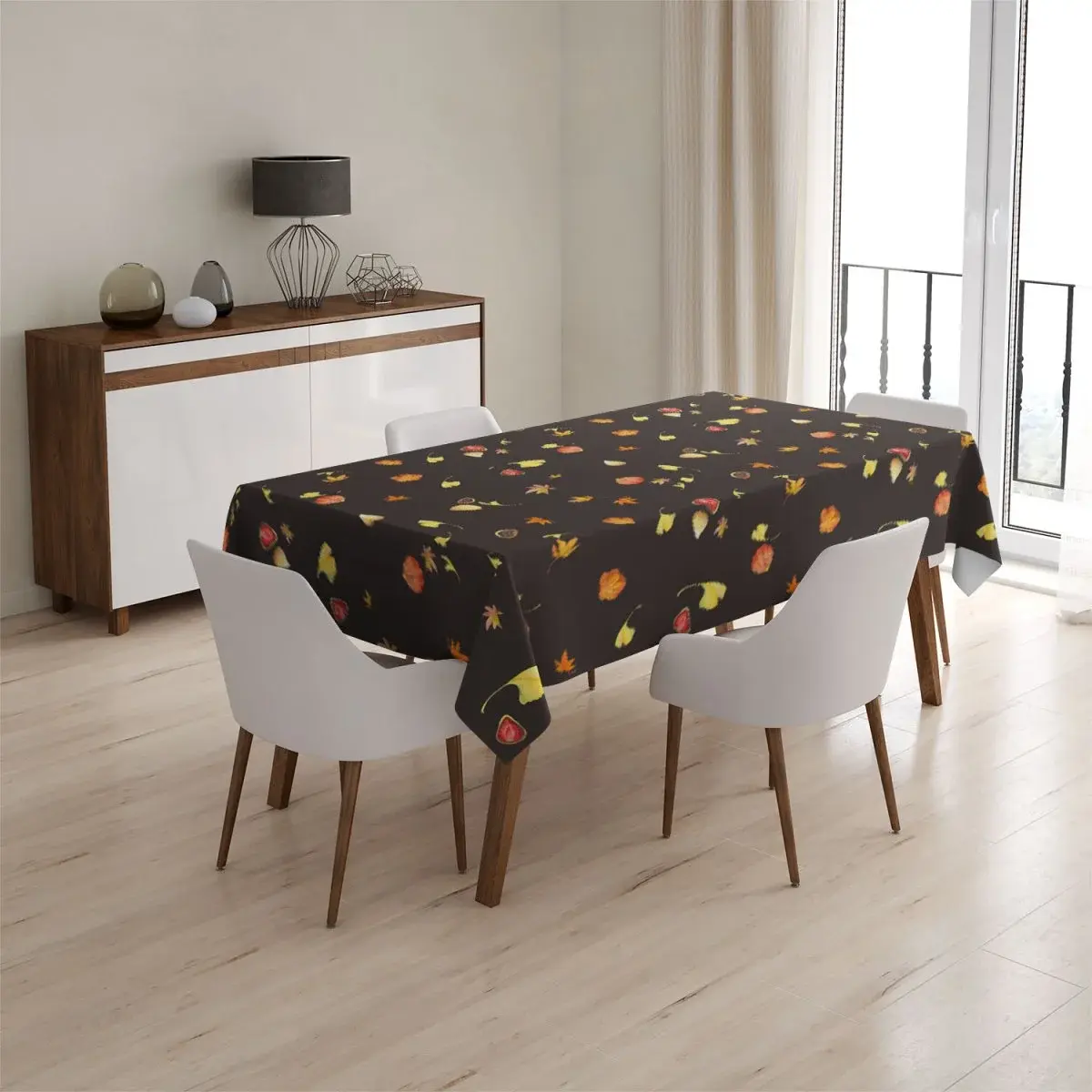 Ubrus Podzim na černé - 145x240 cm