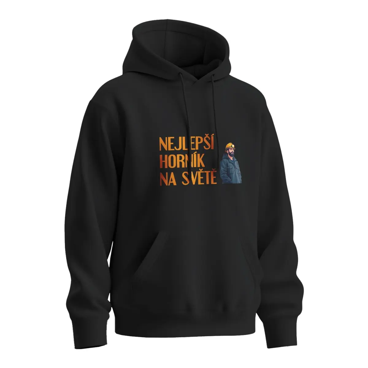 Mikina s potiskem Nejlepší horník na světě - černá 4XL