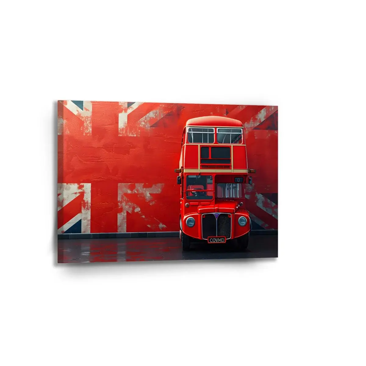 Obraz Červený patrový autobus Vlajka - 90x60 cm