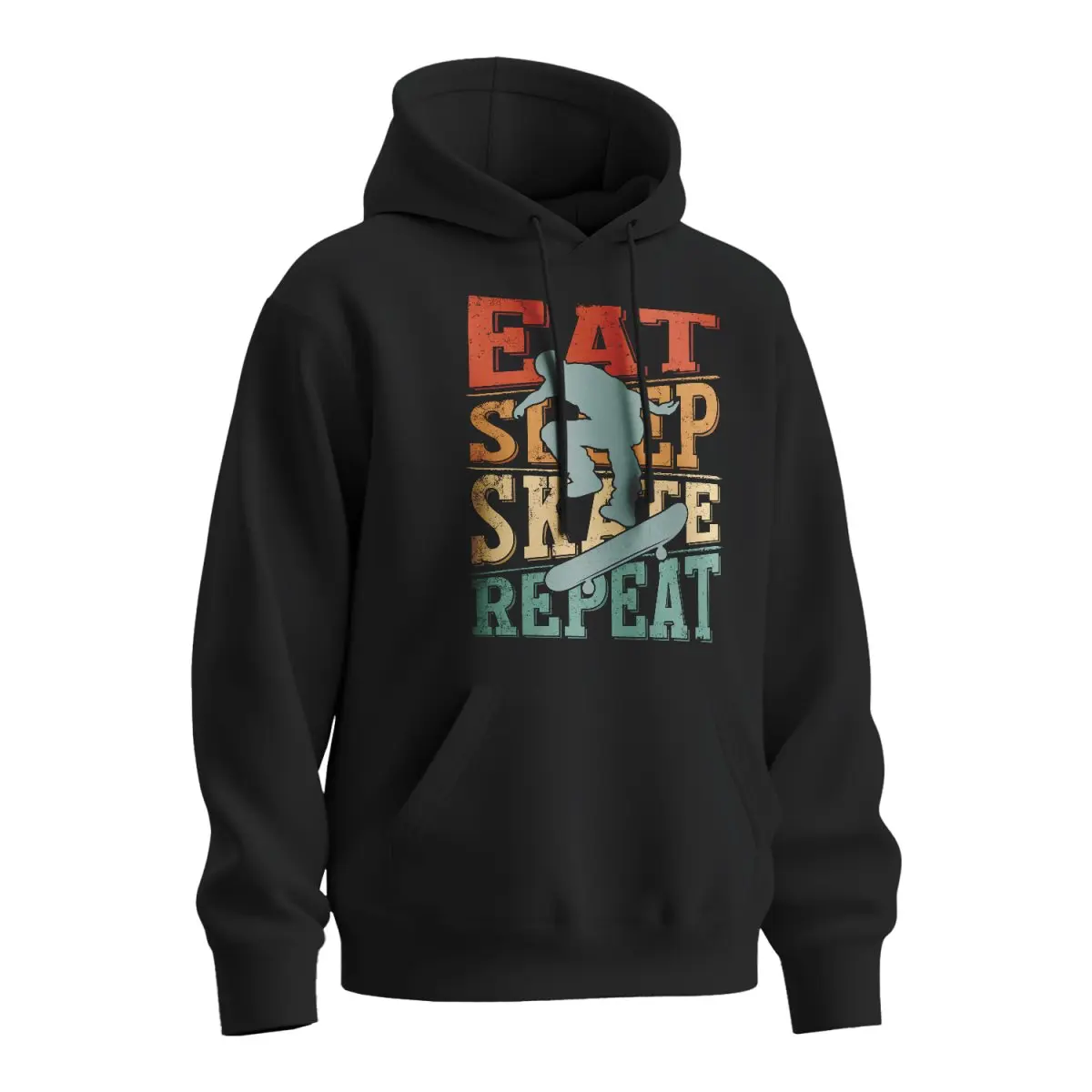 Mikina s potiskem EAT SLEEP SKATE REPEAT - černá 4XL