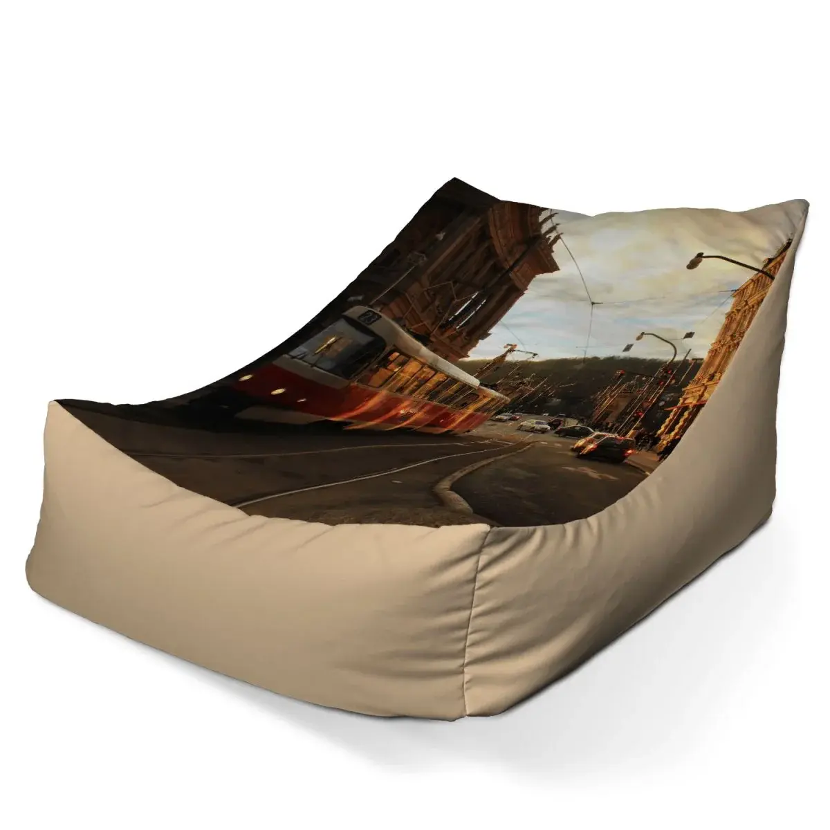 Sedací vak Lounge Tramvaj v historickém městě - 120 x 100 x 80 cm