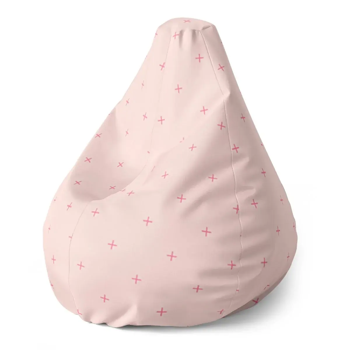 Sedací vak Pear Růžové křížky na světle růžové - 140 x 100 x 25 cm