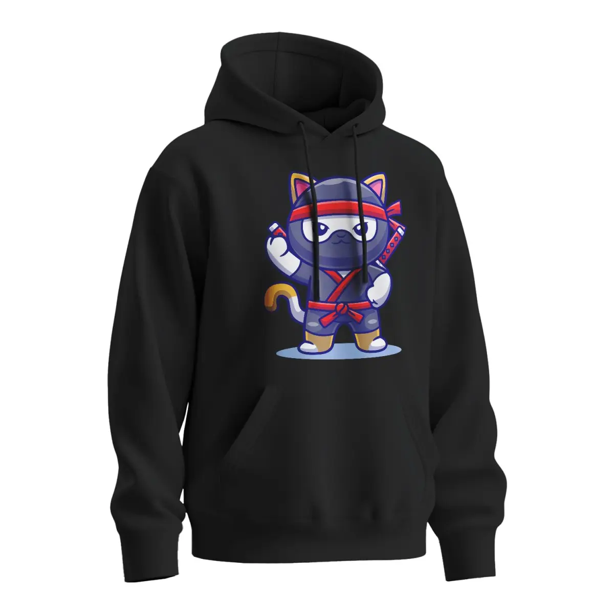 Mikina s potiskem Kočičí ninja - černá 5XL