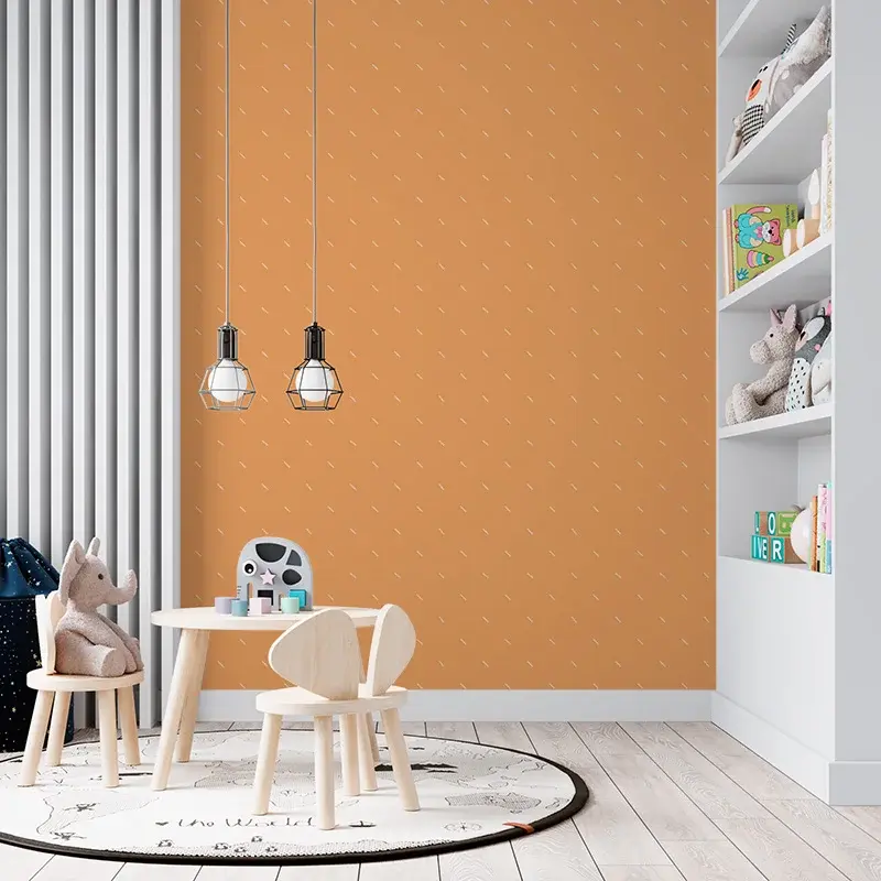 Tapeta Bílé čárky na oranžové - 208x125 cm