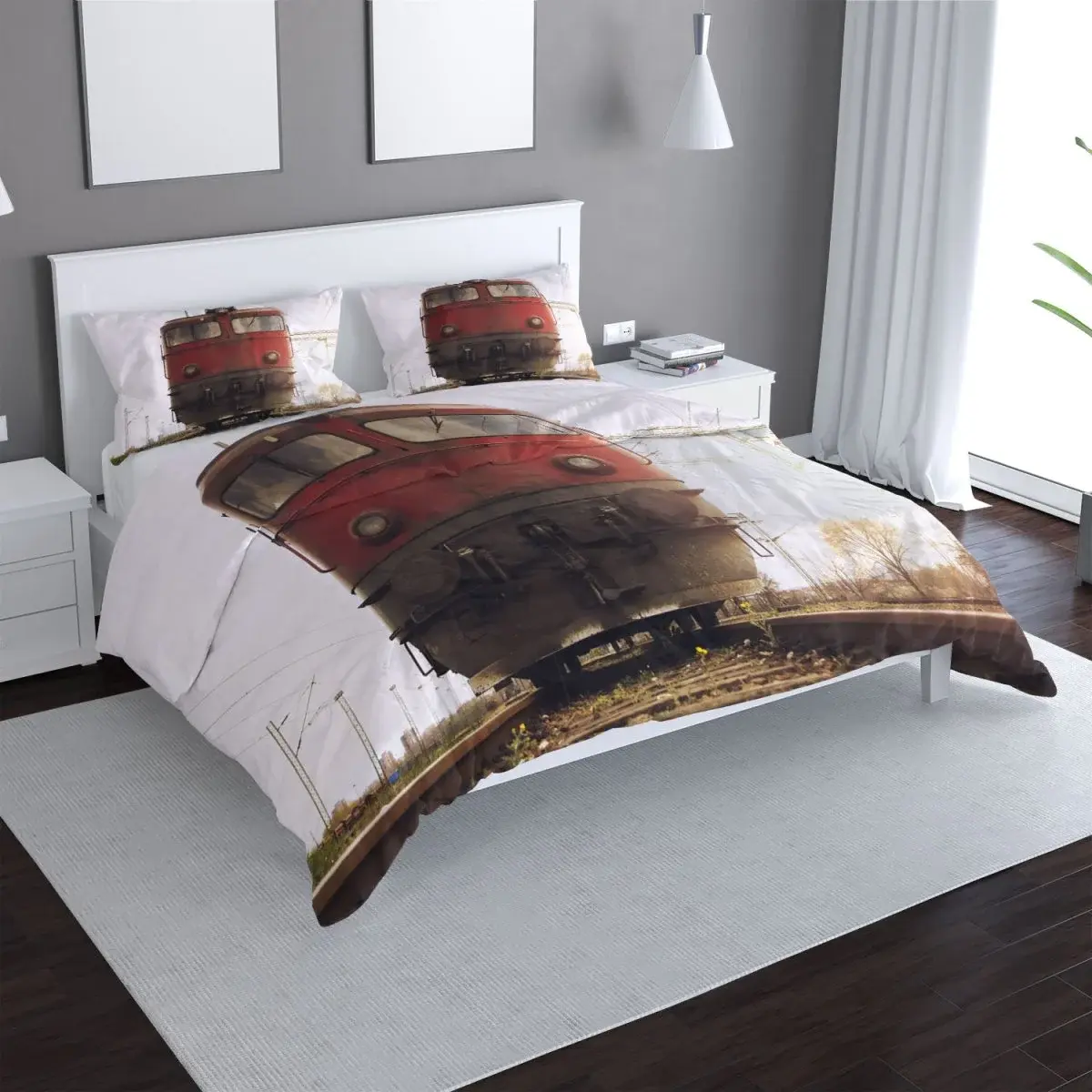 Povlečení Červený vlak na kolejích - 140x220 / 90x70