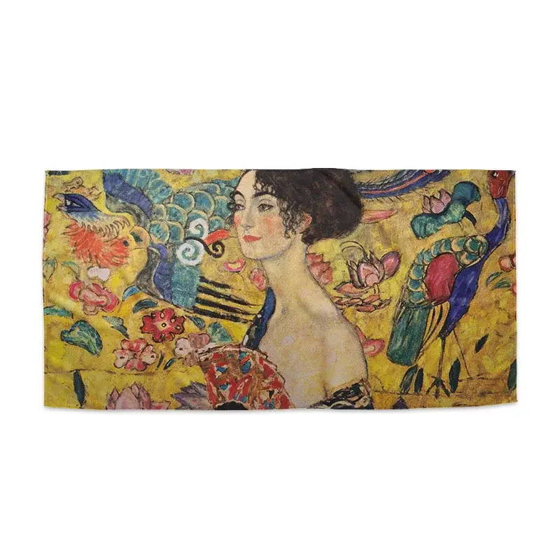 Ručník Dáma s vějířem - Gustav Klimt - 50x100 cm