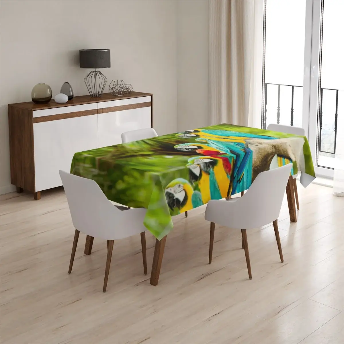 Ubrus Papoušci na větvi - 130x130 cm