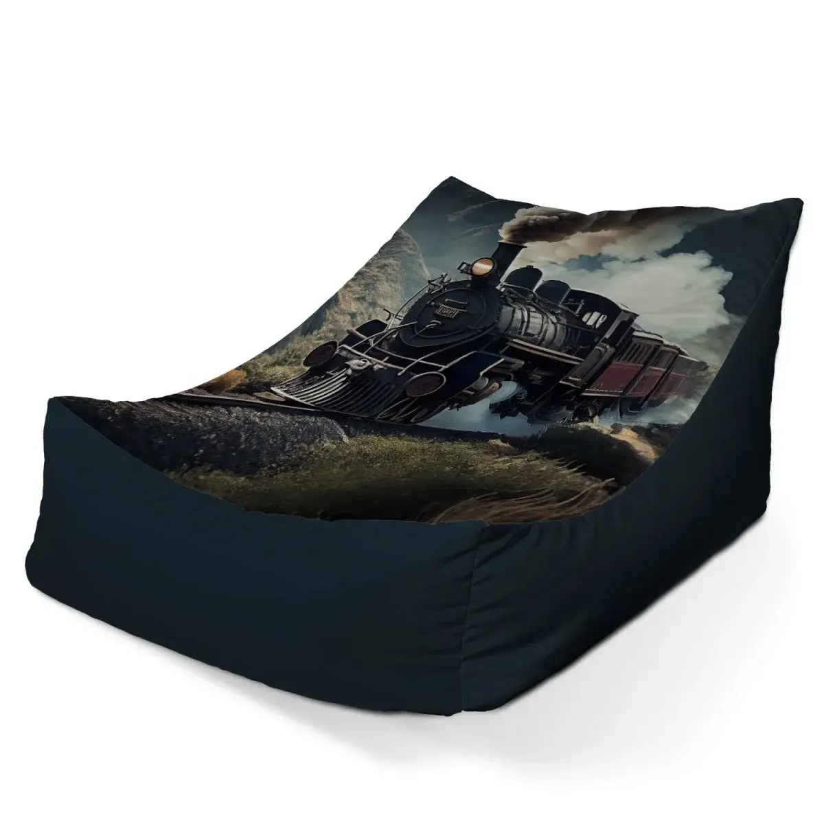 Sedací vak Lounge Parní lokomotiva v horách - 80 x 95 x 50 cm