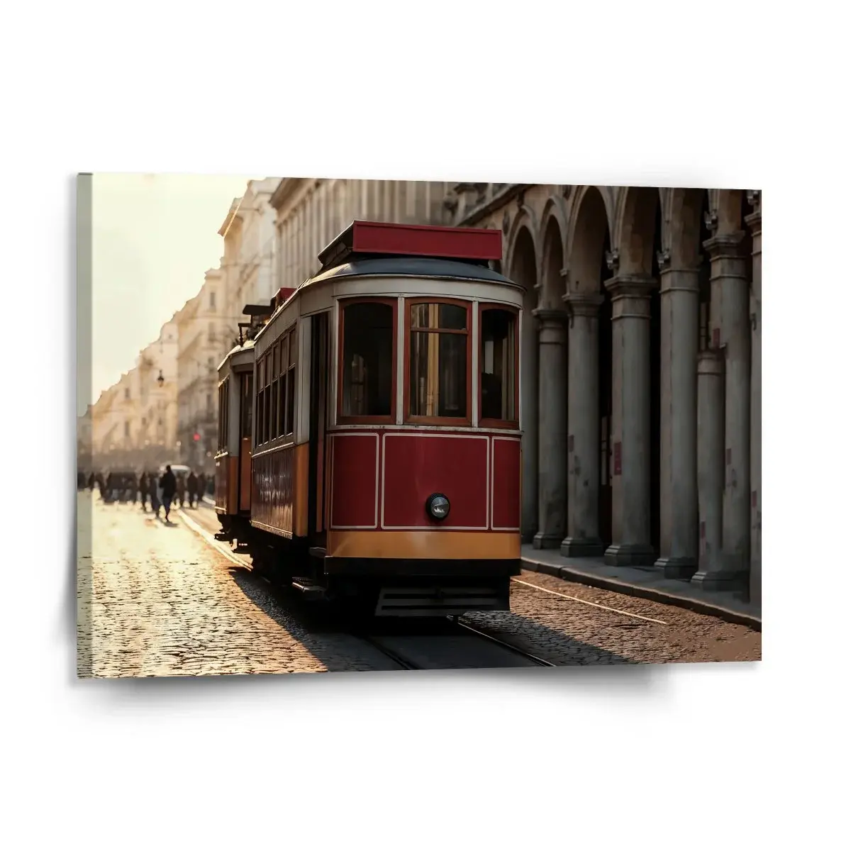 Obraz Historická červená tramvaj - 150x110 cm