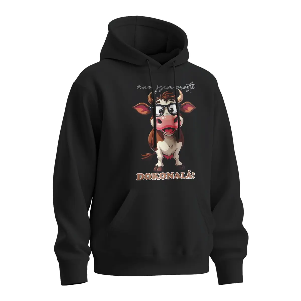 Mikina s potiskem Ano, jsem prostě dokonalá - černá XL