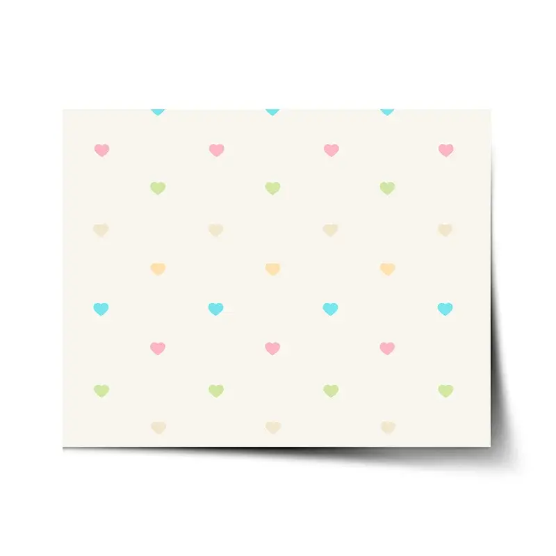 Plakát Barevná srdíčka na béžové - 60x40 cm