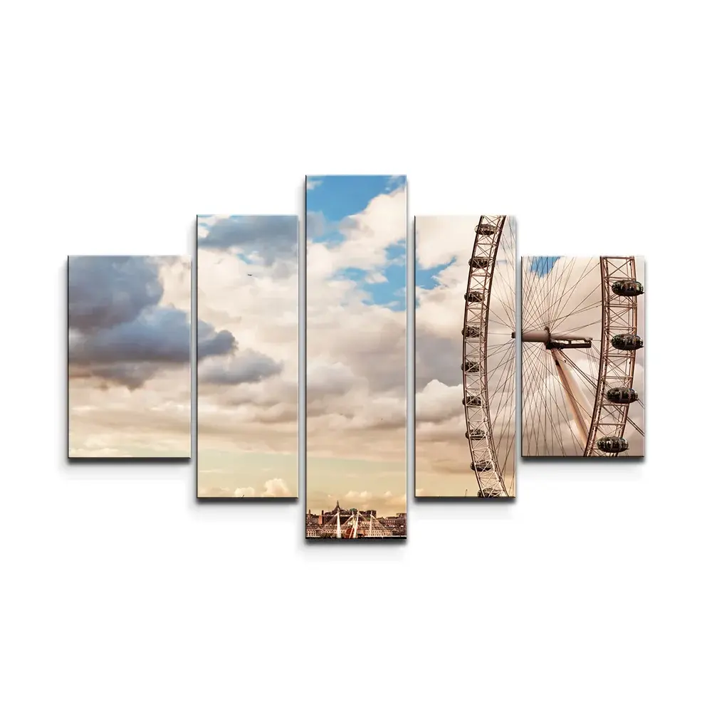 Obraz - 5-dílný London eye - 125x90 cm