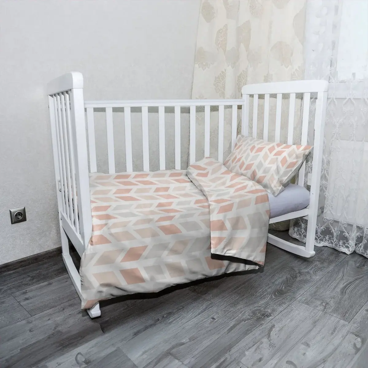 Mikroplyšové dětské povlečení do postýlky Světlé kosodélníky - 120x90 / 40x60