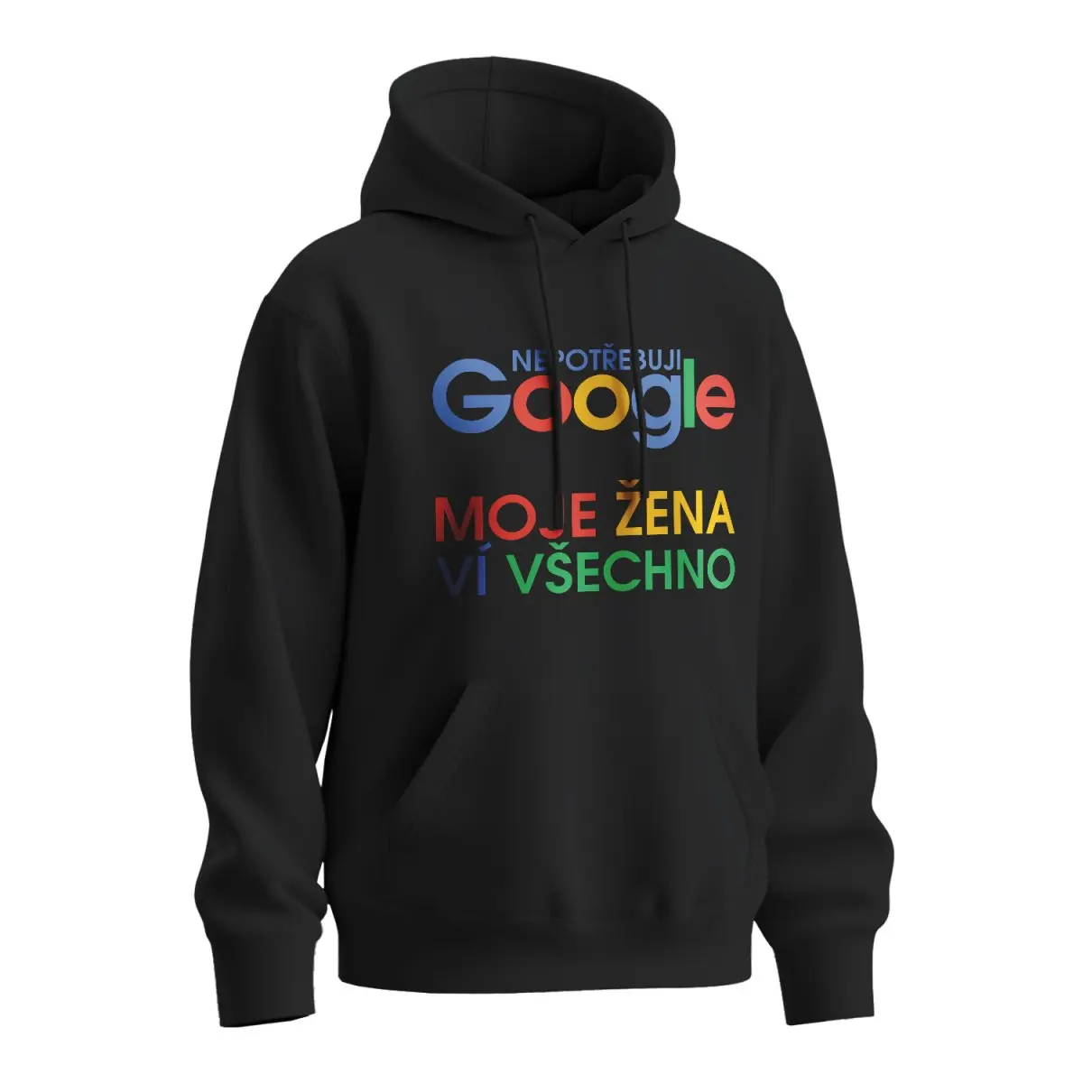 Mikina s potiskem Nepotřebuju GOOGLE - černá 5XL