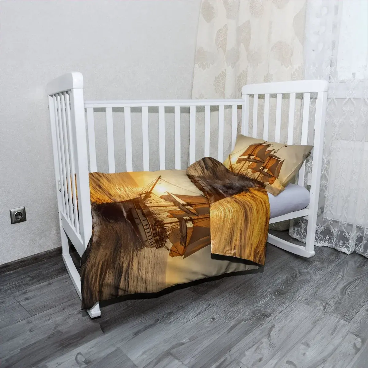 Mikroplyšové dětské povlečení do postýlky Plachetnice na klidném moři 2 - 120x90 / 40x60