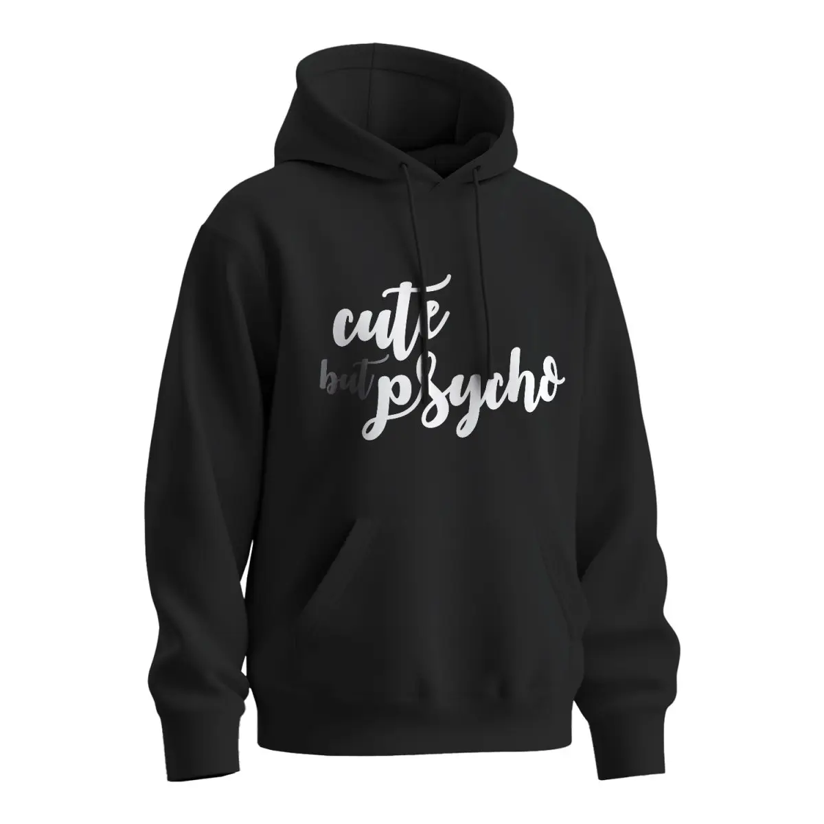 Mikina s potiskem Cute but psycho - černá 4XL