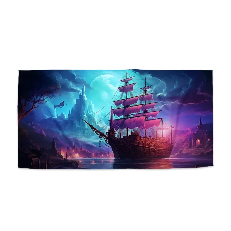 Ručník Magická plachetnice pod měsícem - 50x100 cm