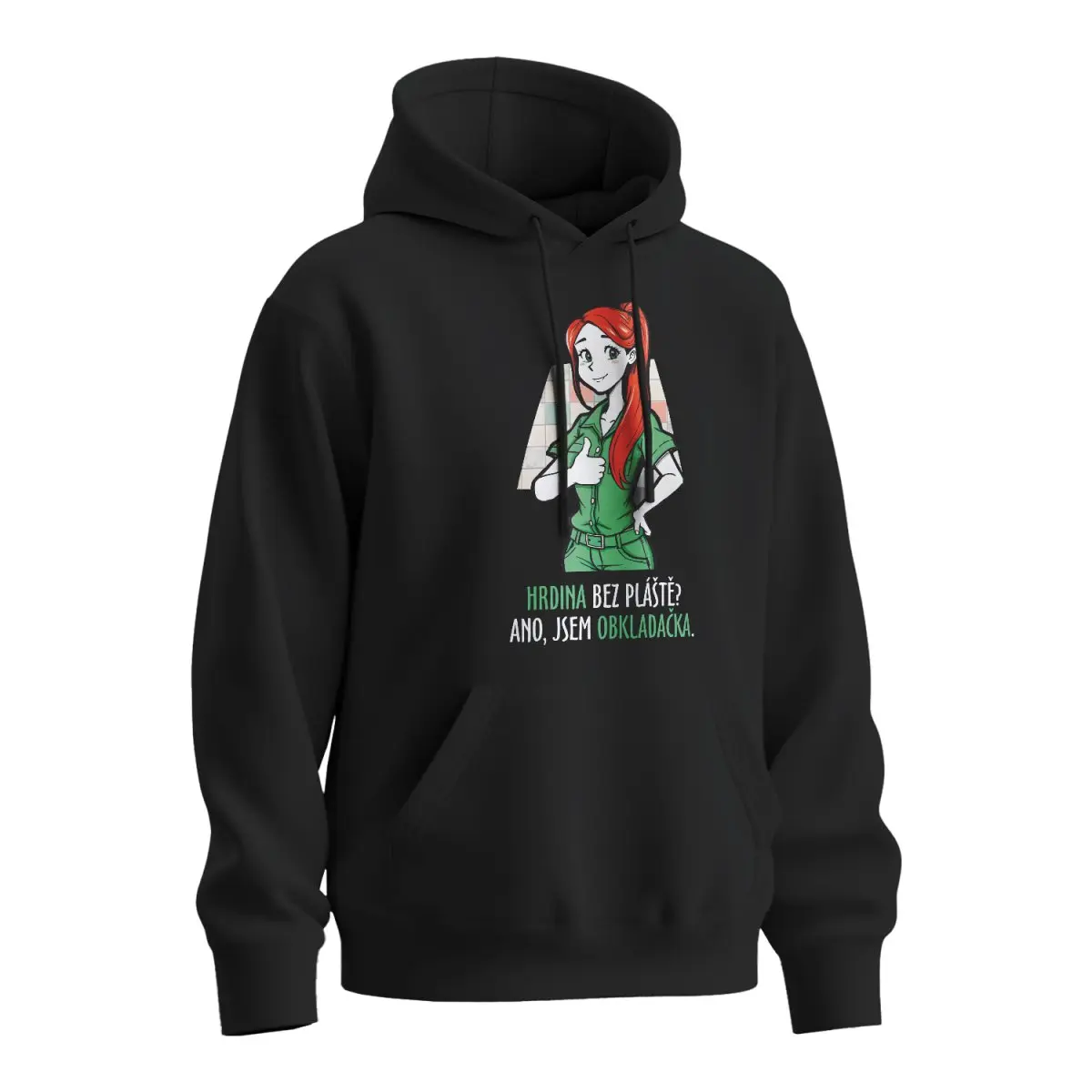 Mikina s potiskem Ano, jsem obkladačka - černá 4XL