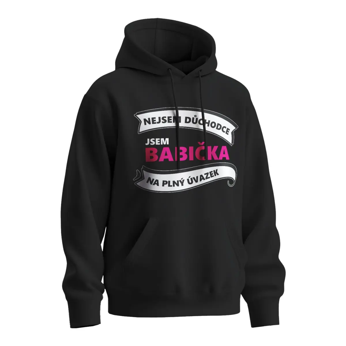 Mikina s potiskem Nejsem důchodce, jsem babička - černá 3XL