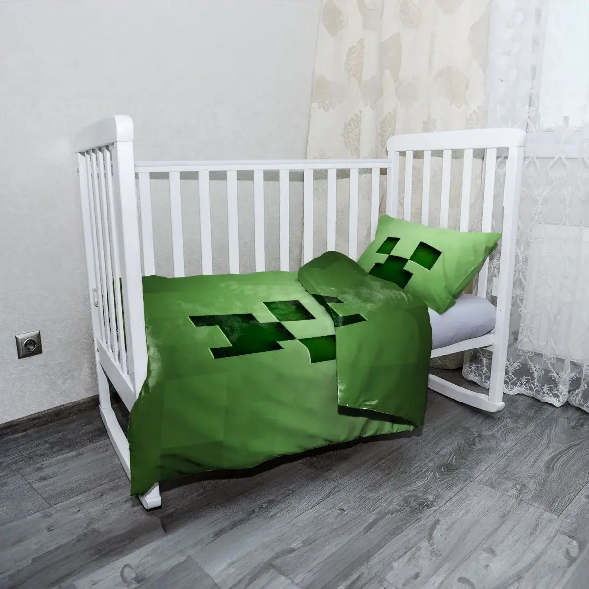 Mikroplyšové dětské povlečení do postýlky Green Blocks - 100x135 / 40x60