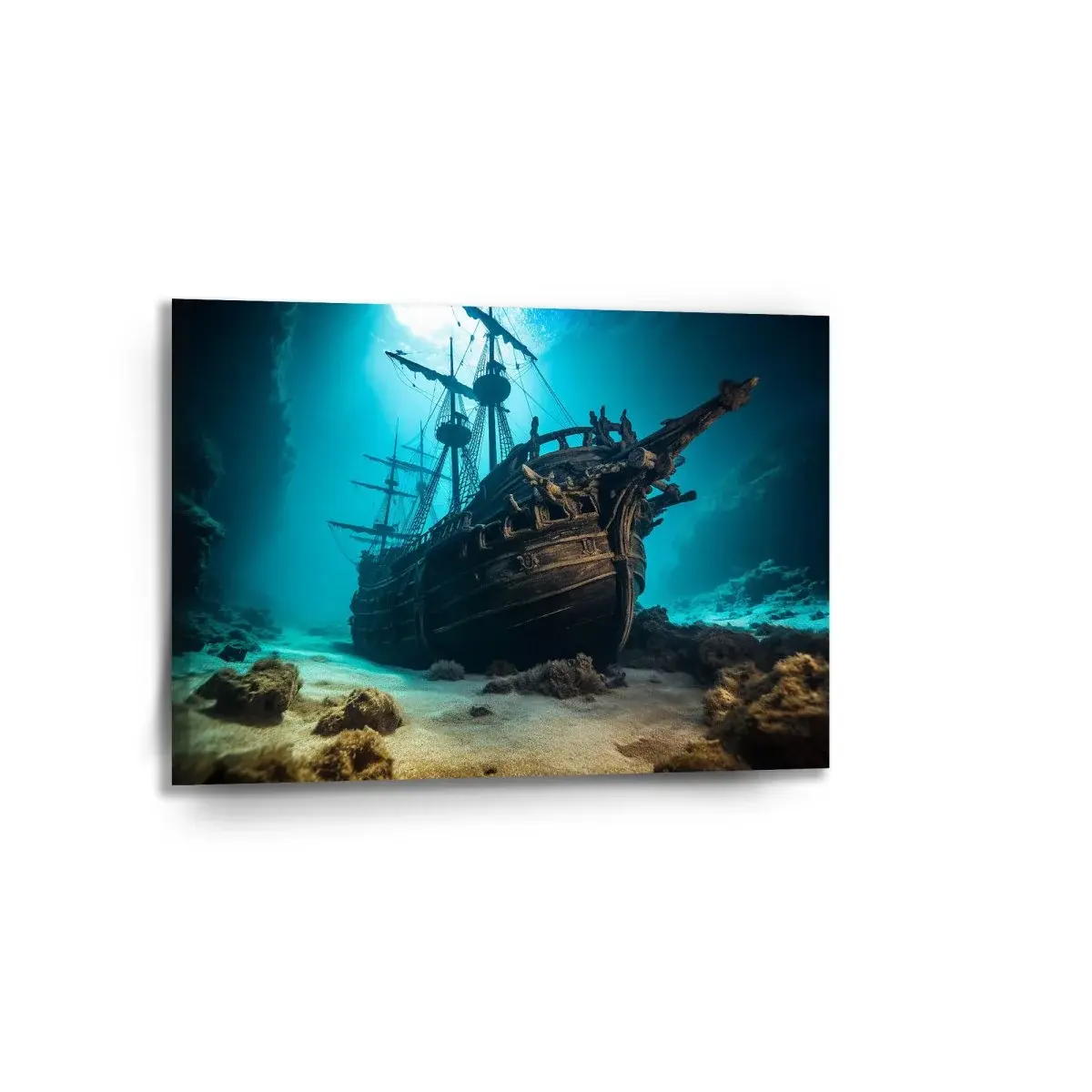 Obraz Vrak dřevěné lodi na dně moře - 90x60 cm