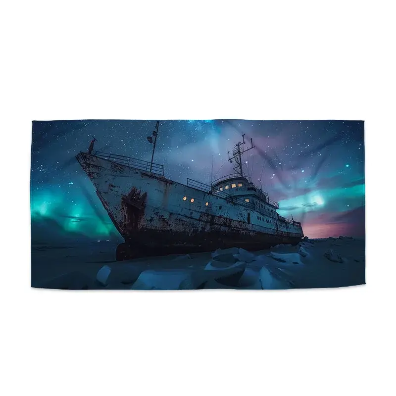 Ručník Vrak lodi při polární záři - 30x50 cm