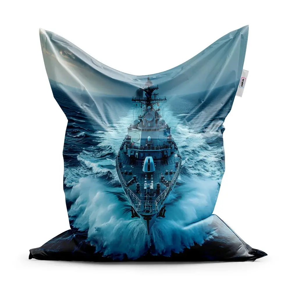 Sedací vak Válečná loď prorážející oceán - 150x100 cm