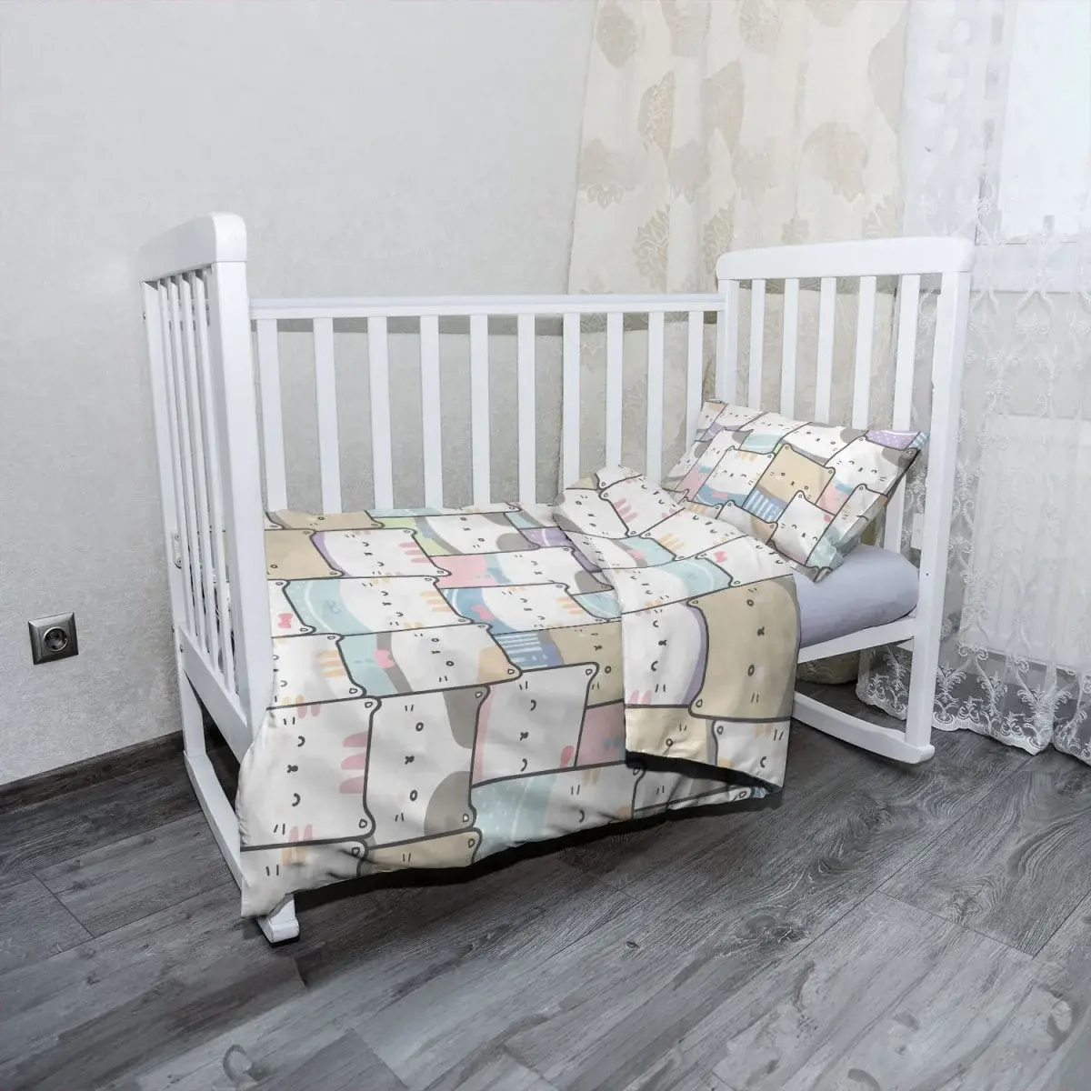 Mikroplyšové dětské povlečení do postýlky Kreslená koťátka - 120x90 / 40x60