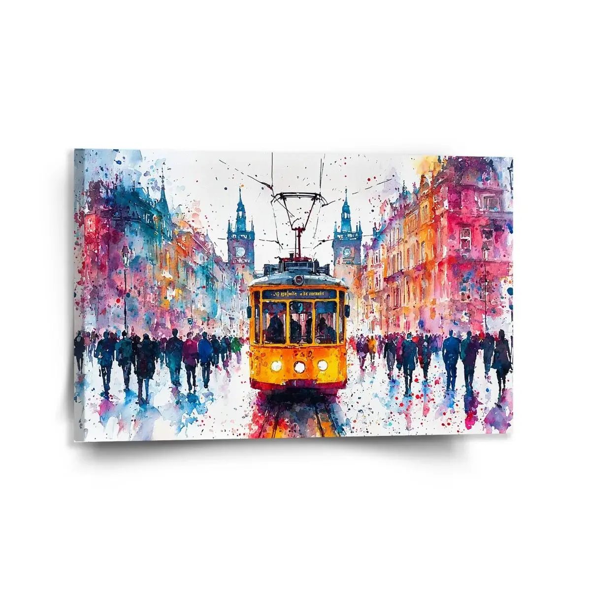 Obraz Žlutá tramvaj Paint - 120x80 cm