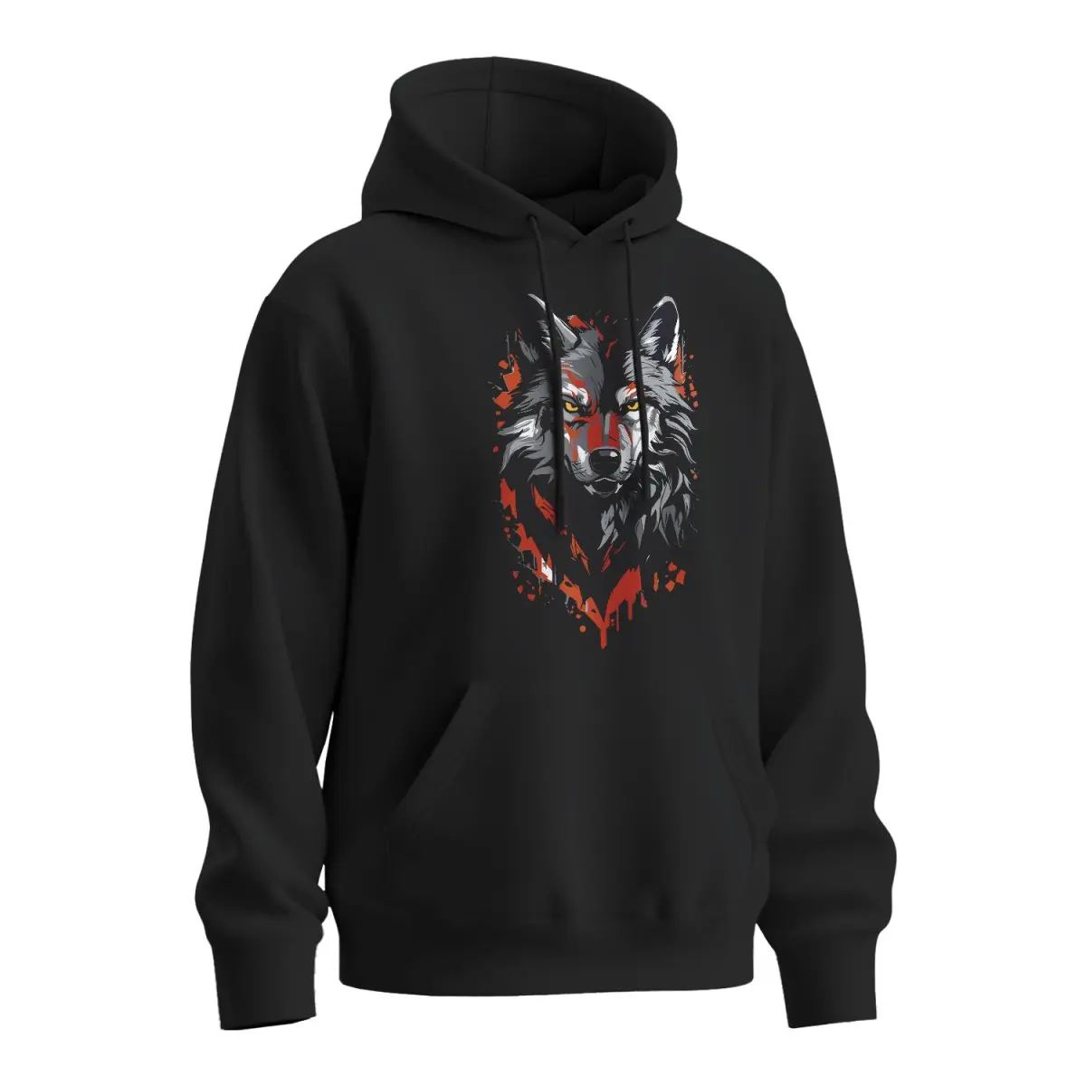 Mikina s potiskem Wolf paint 1 - černá XL
