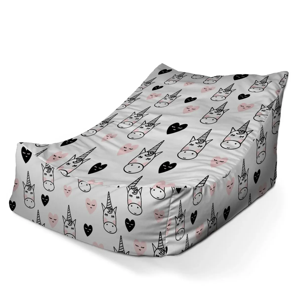 Sedací vak Lounge Hlava jednorožce - 120 x 100 x 80 cm