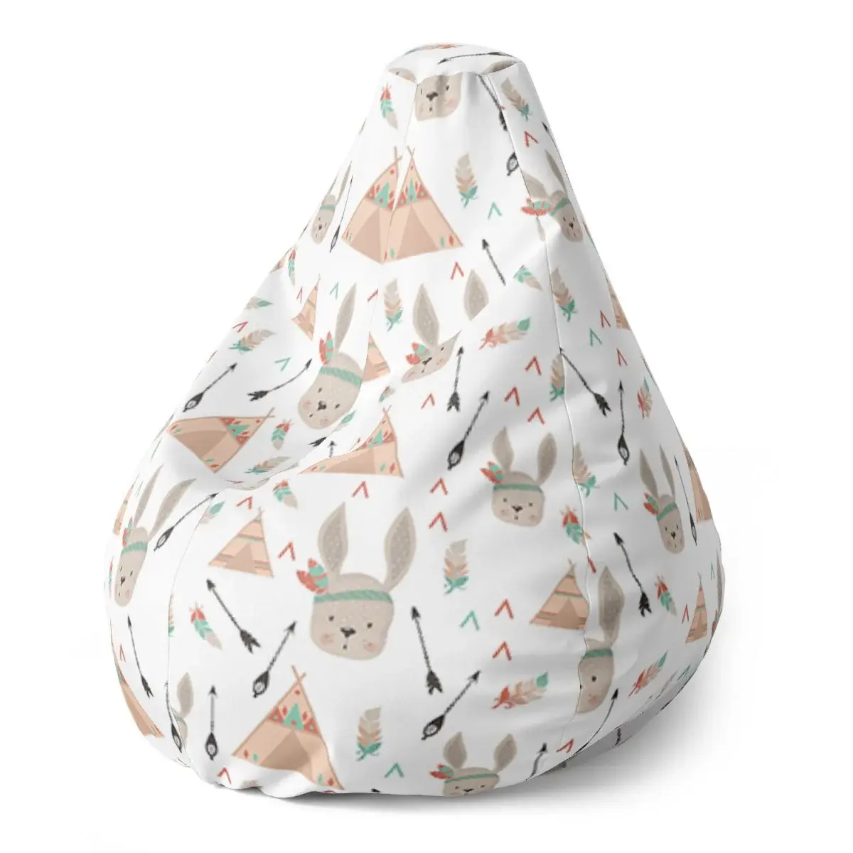 Sedací vak Pear Zajíci u stanu - 70 x 95 x 15 cm