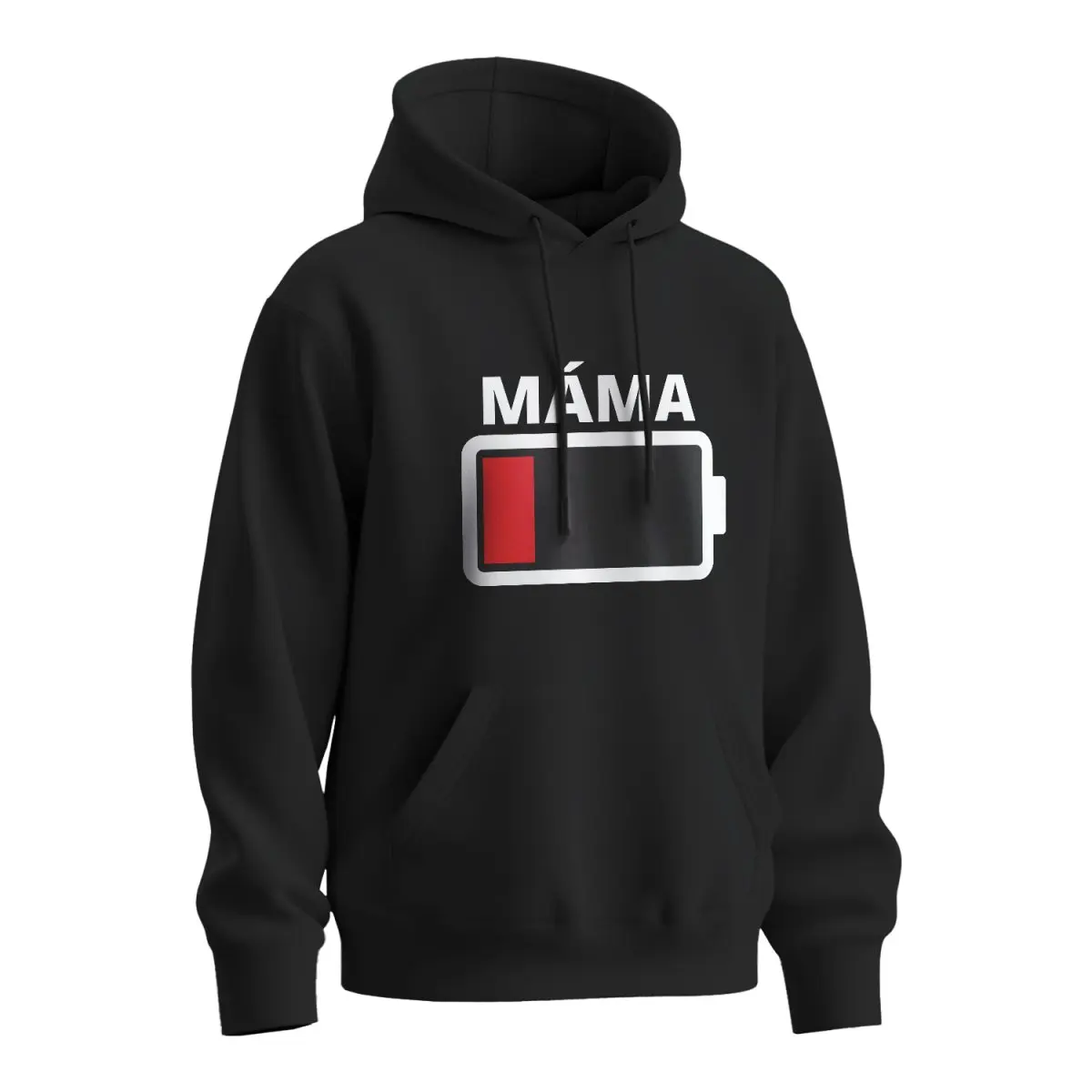 Mikina s potiskem pro mámu, vybitá baterie - černá 3XL