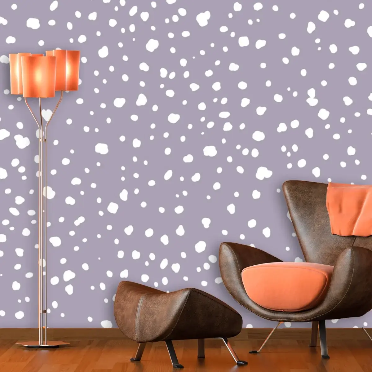 Tapeta Bílé flíčky na fialové - 208x125 cm