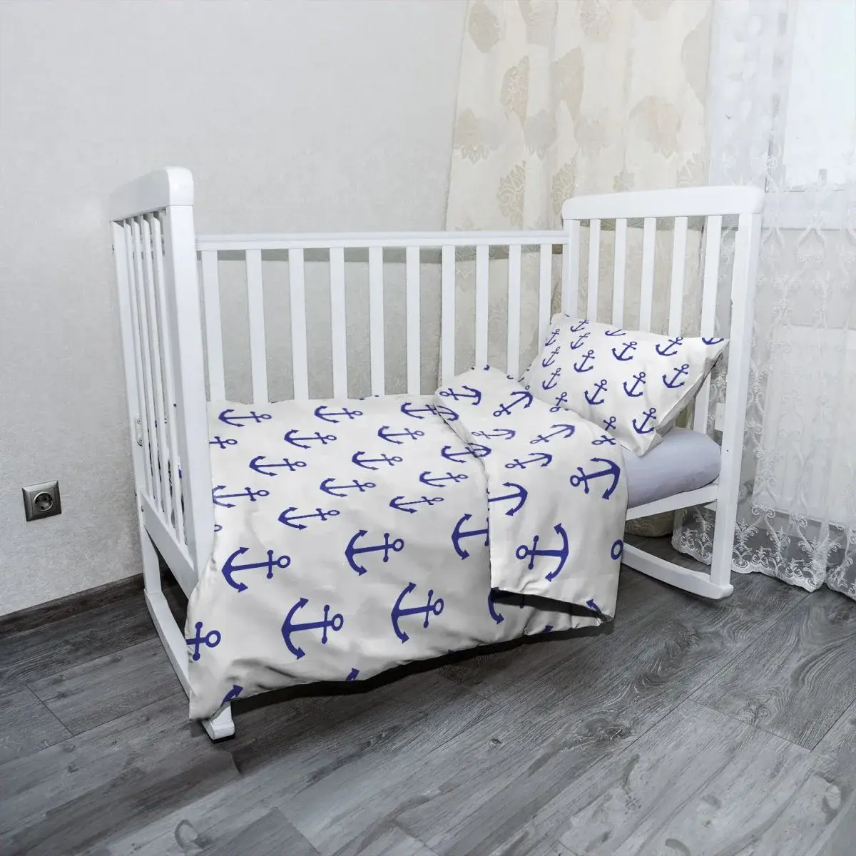 Mikroplyšové dětské povlečení do postýlky Modré kotvy - 100x135 / 40x60