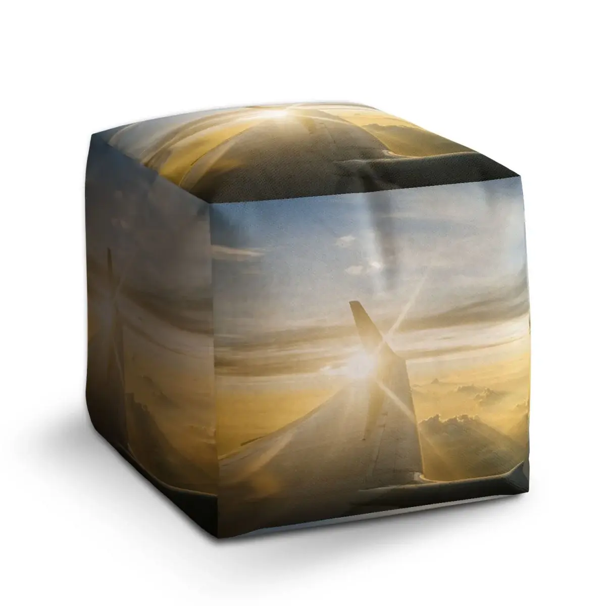 Taburet Cube Křídlo letadla nad mraky - 40x40x40 cm