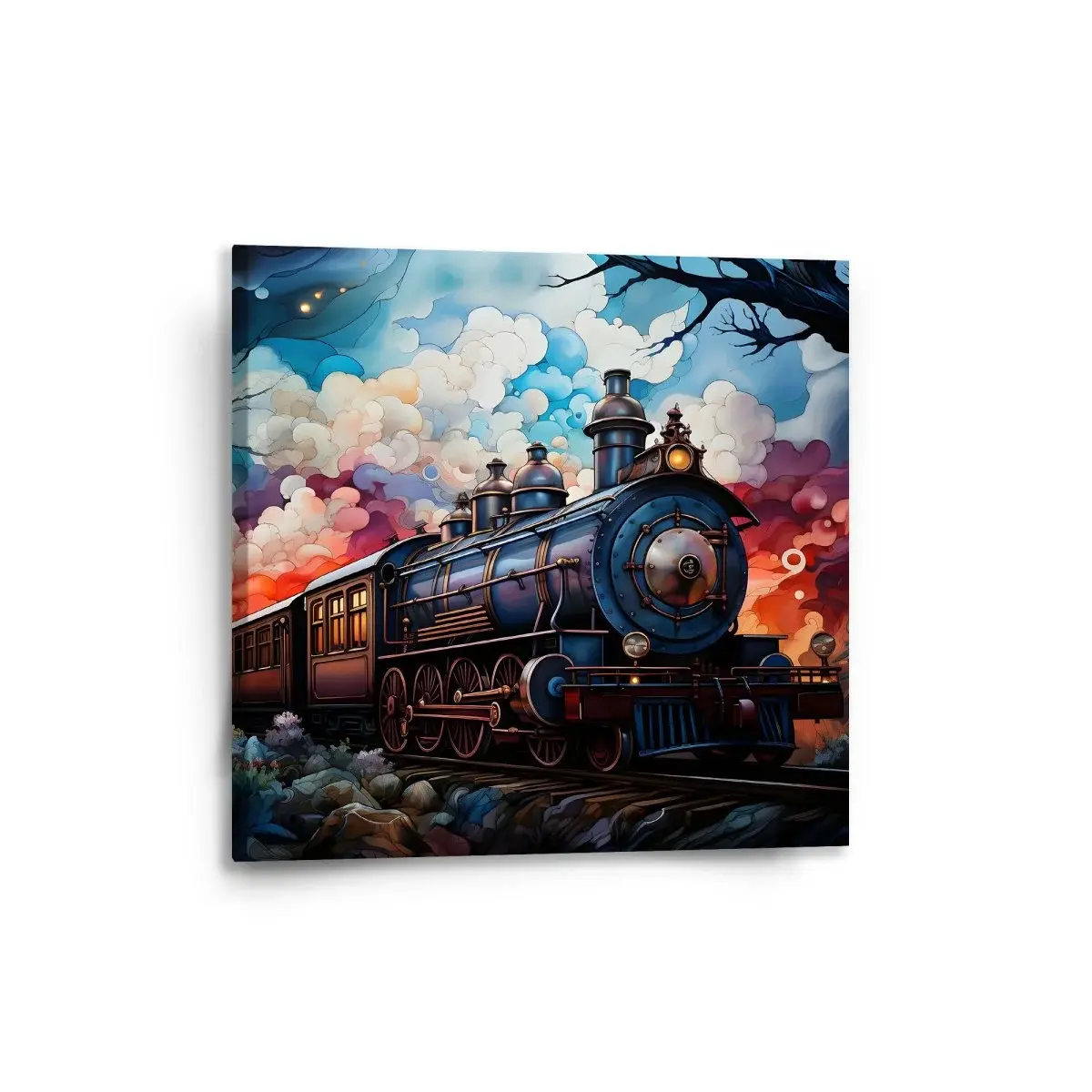 Obraz Parní lokomotiva v kouzelné krajině - 50x50 cm